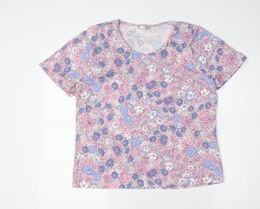 Bonmarché Womens Multicoloured Floral Cotton Top Pyjama Top Size 12 - sIZE 12-14