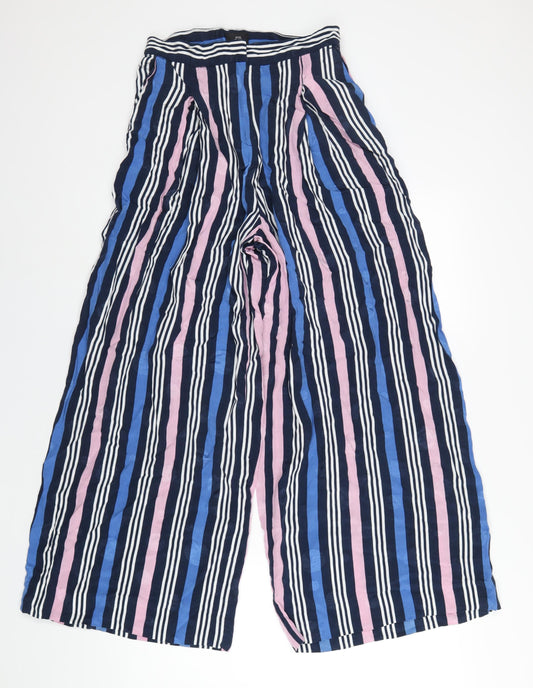 River Island Womens Multicoloured Striped Viscose Trousers Size 10 L30 in Regular Zip