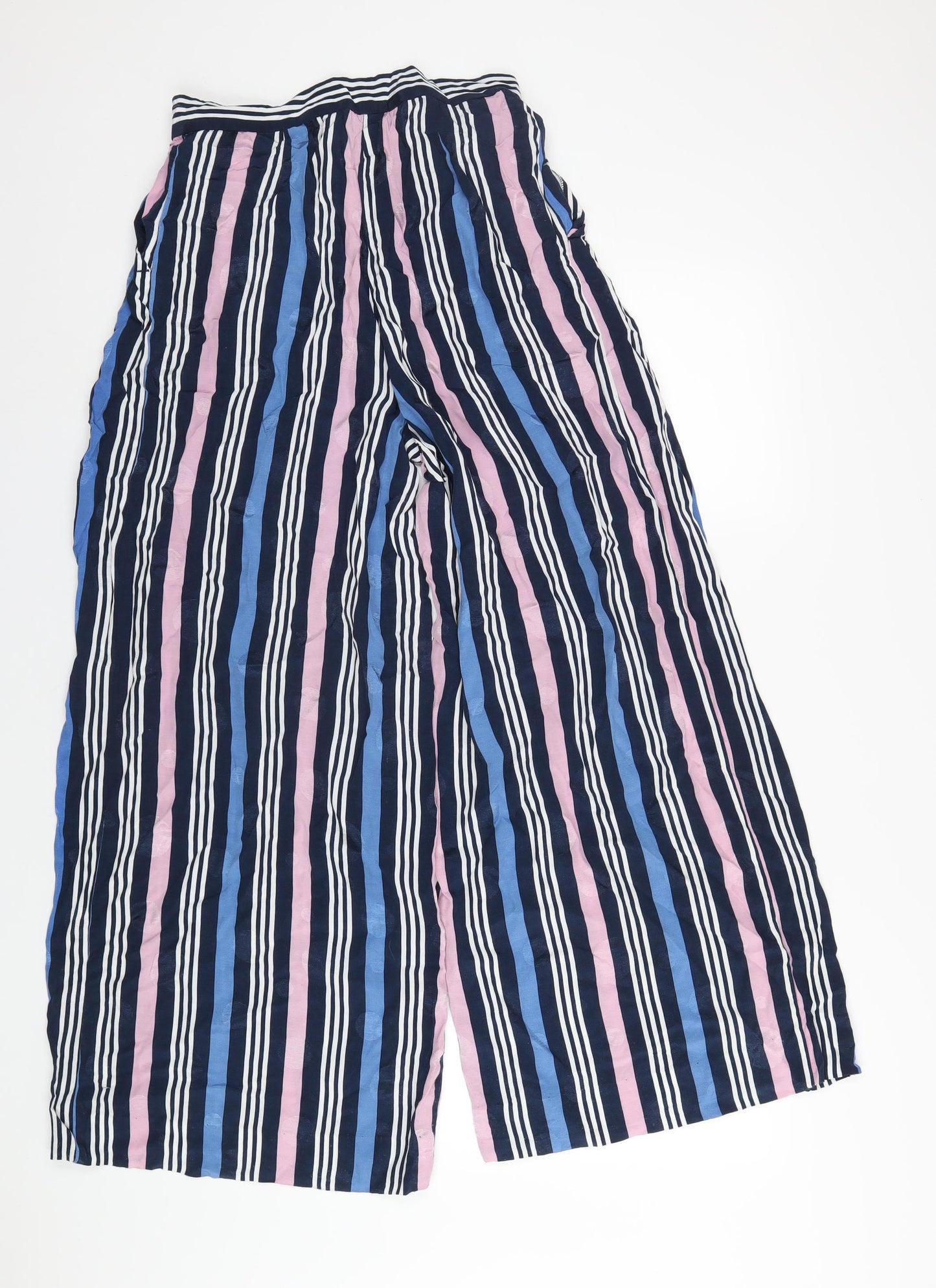 River Island Womens Multicoloured Striped Viscose Trousers Size 10 L30 in Regular Zip