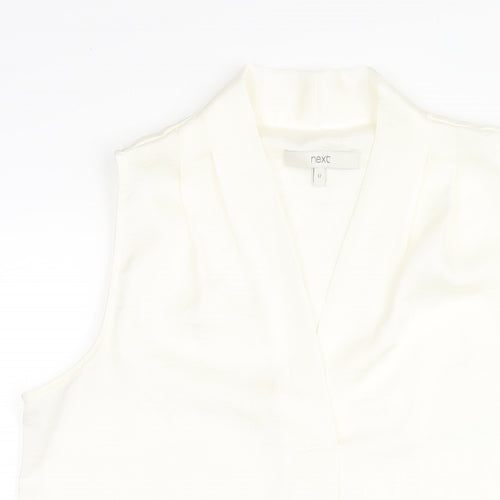 NEXT Womens Ivory Polyester Basic Blouse Size 12 V-Neck