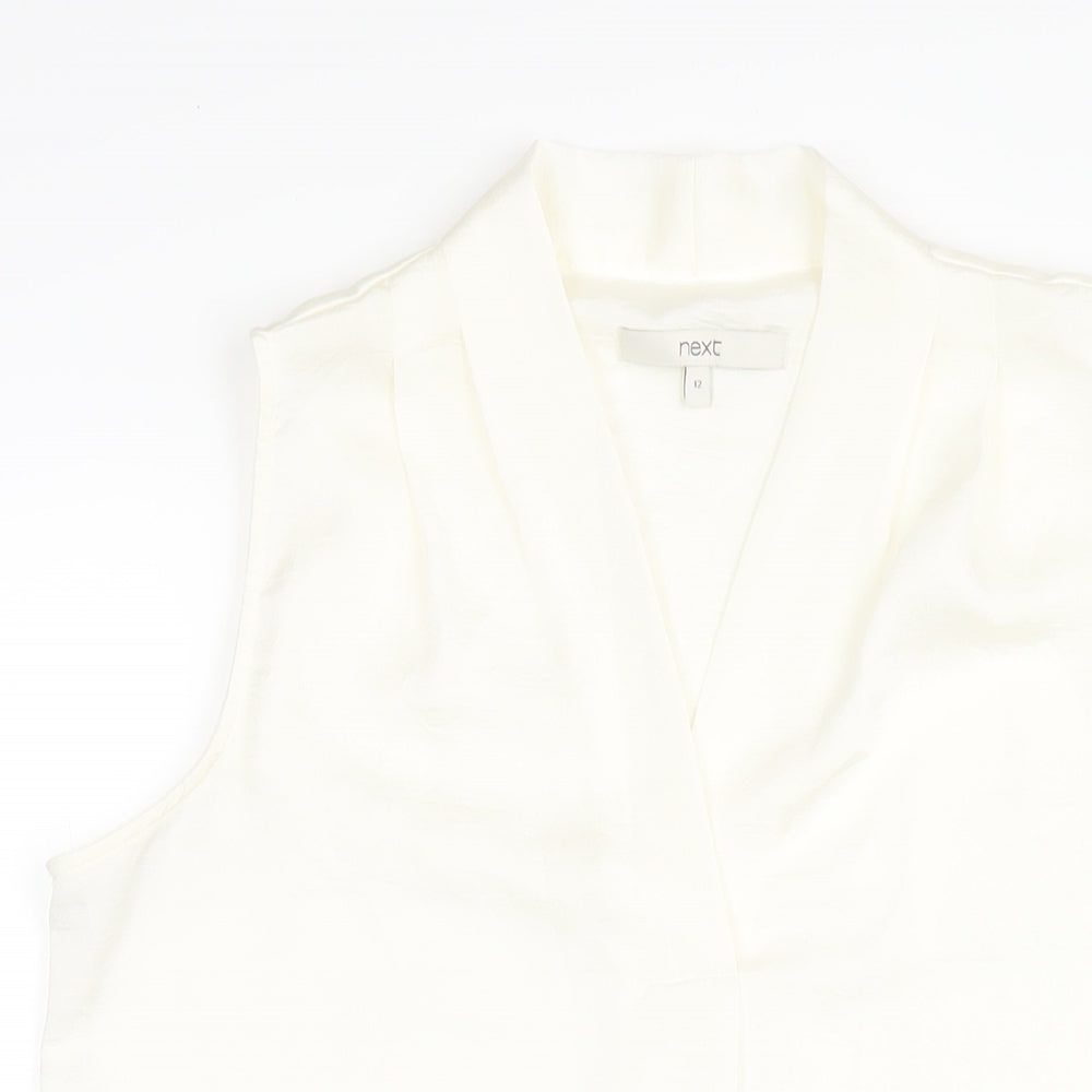 NEXT Womens Ivory Polyester Basic Blouse Size 12 V-Neck