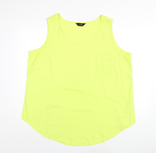 Yours Womens Yellow Polyester Basic Tank Size 22 Round Neck