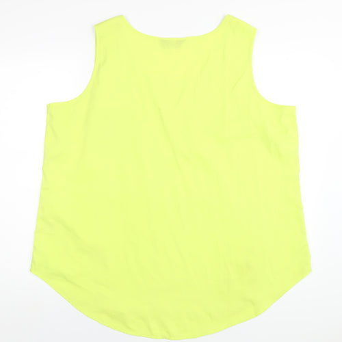 Yours Womens Yellow Polyester Basic Tank Size 22 Round Neck