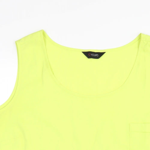 Yours Womens Yellow Polyester Basic Tank Size 22 Round Neck