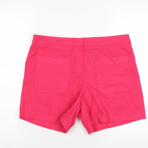 NEXT Womens Pink Polyester Basic Shorts Size 14 L6 in Regular Zip