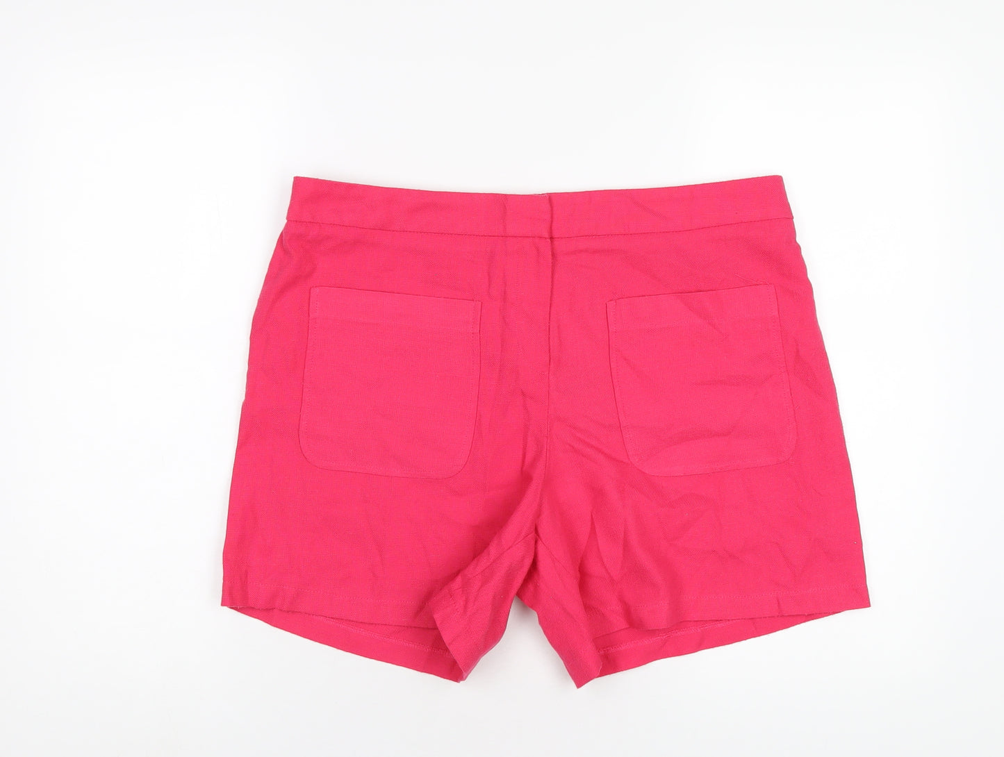 NEXT Womens Pink Polyester Basic Shorts Size 14 L6 in Regular Zip