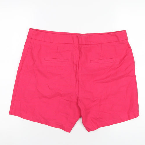 NEXT Womens Pink Polyester Basic Shorts Size 14 L6 in Regular Zip