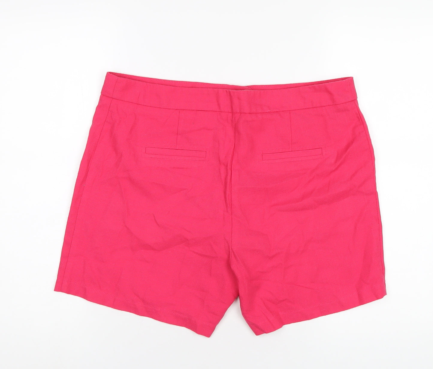 NEXT Womens Pink Polyester Basic Shorts Size 14 L6 in Regular Zip