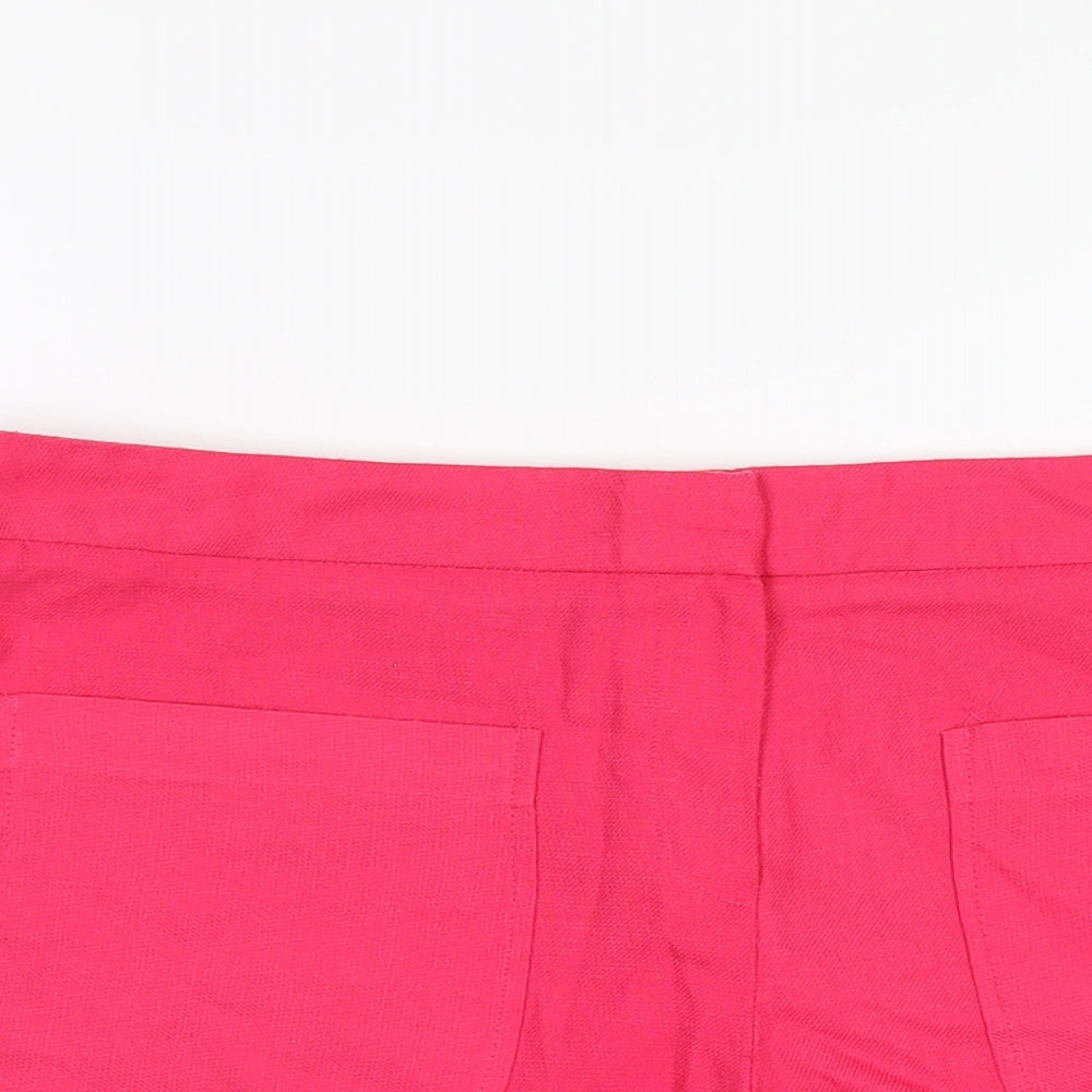 NEXT Womens Pink Polyester Basic Shorts Size 14 L6 in Regular Zip