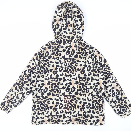 New Look Womens Beige Animal Print Jacket Size S Zip - Hooded