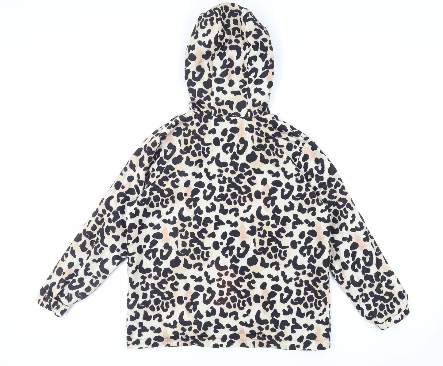 New Look Womens Beige Animal Print Jacket Size S Zip - Hooded