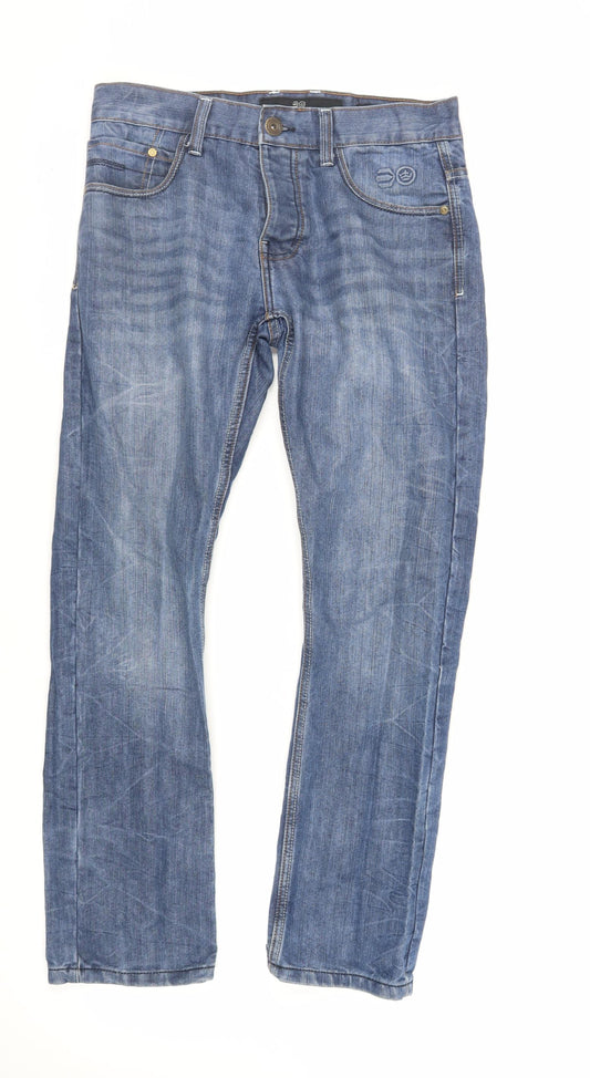 Crosshatch Mens Blue Cotton Straight Jeans Size 30 in L29 in Regular Button - Short Length