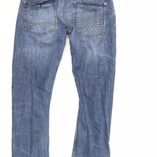 Crosshatch Mens Blue Cotton Straight Jeans Size 30 in L29 in Regular Button - Short Length