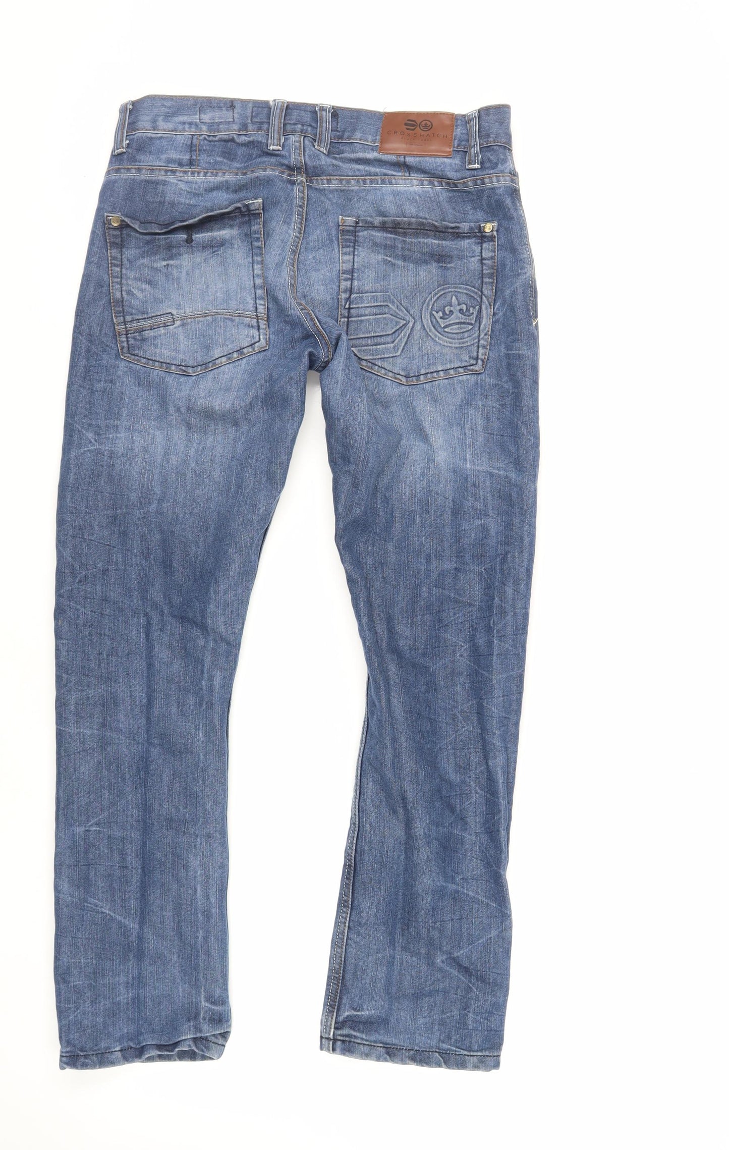 Crosshatch Mens Blue Cotton Straight Jeans Size 30 in L29 in Regular Button - Short Length