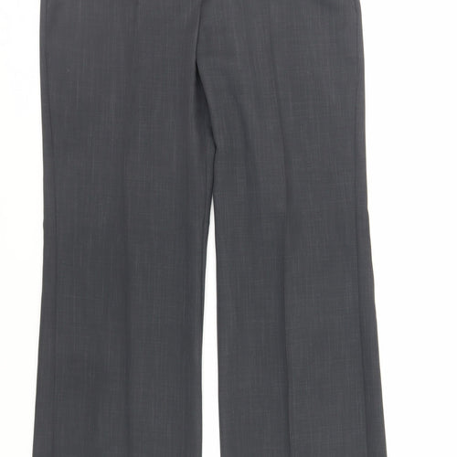 Marks and Spencer Womens Grey Polyester Dress Pants Trousers Size 14 L32 in Regular Zip