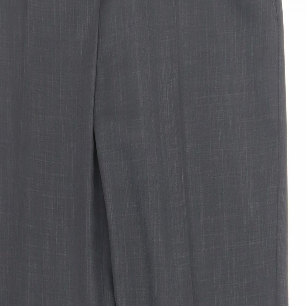 Marks and Spencer Womens Grey Polyester Dress Pants Trousers Size 14 L32 in Regular Zip