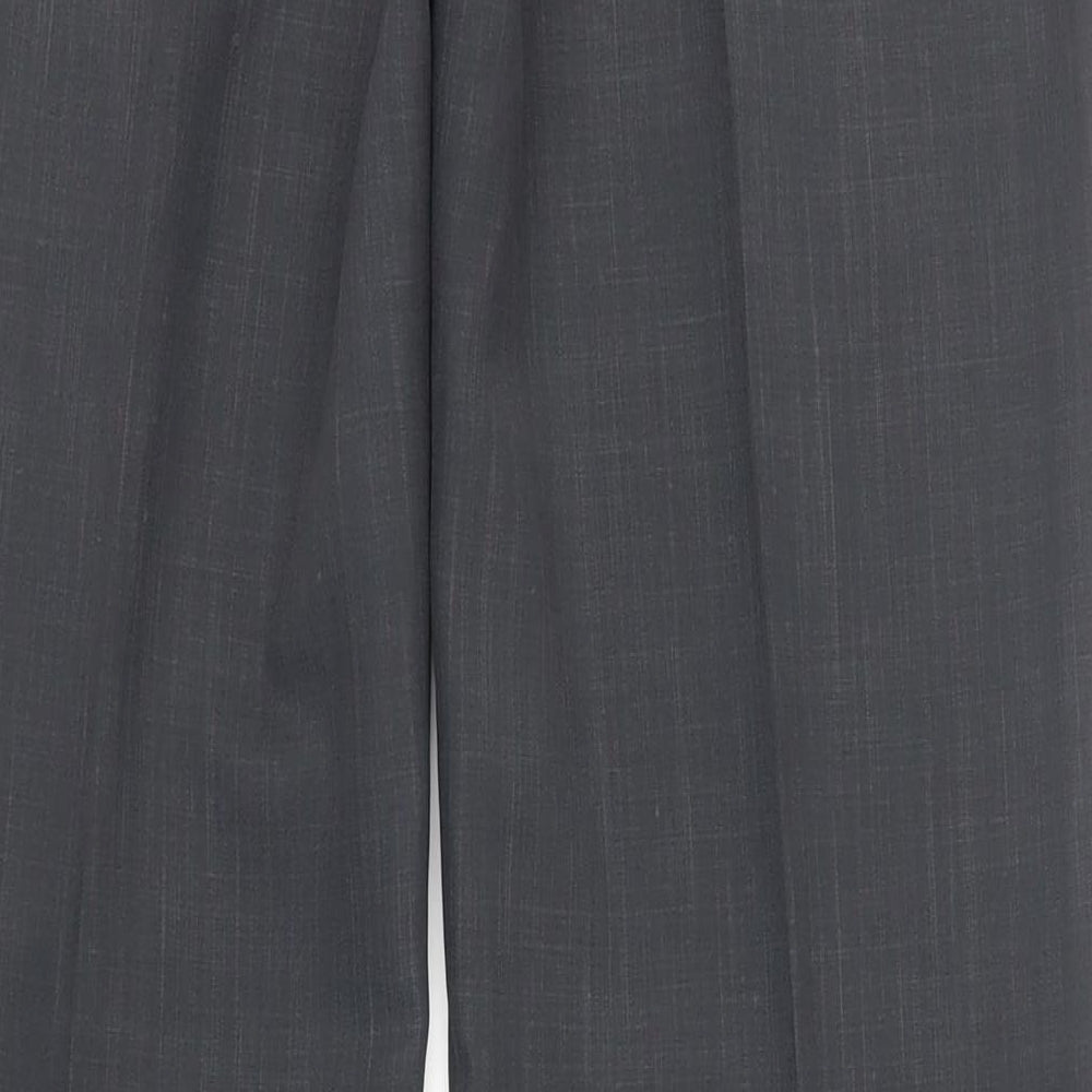 Marks and Spencer Womens Grey Polyester Dress Pants Trousers Size 14 L32 in Regular Zip