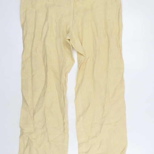 Samson Womens Yellow Linen Trousers Size L L27 in Regular