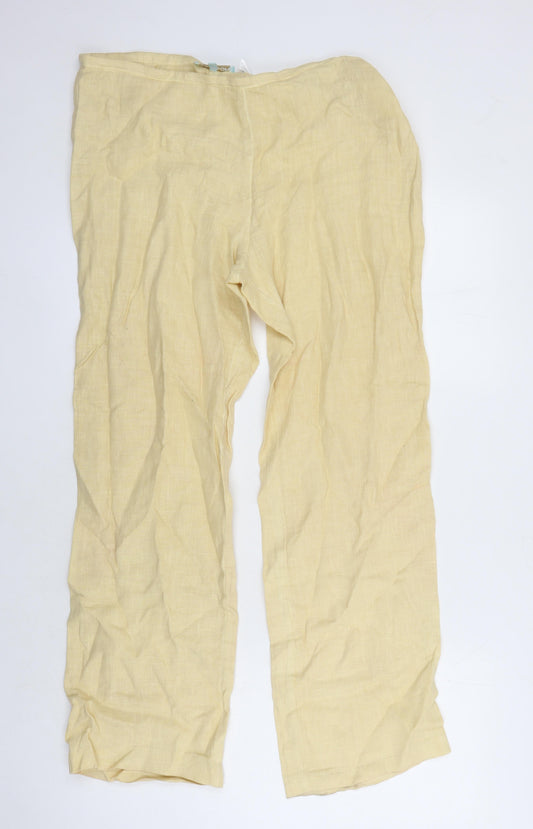 Samson Womens Yellow Linen Trousers Size L L27 in Regular