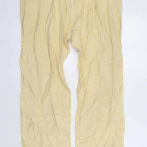 Samson Womens Yellow Linen Trousers Size L L27 in Regular