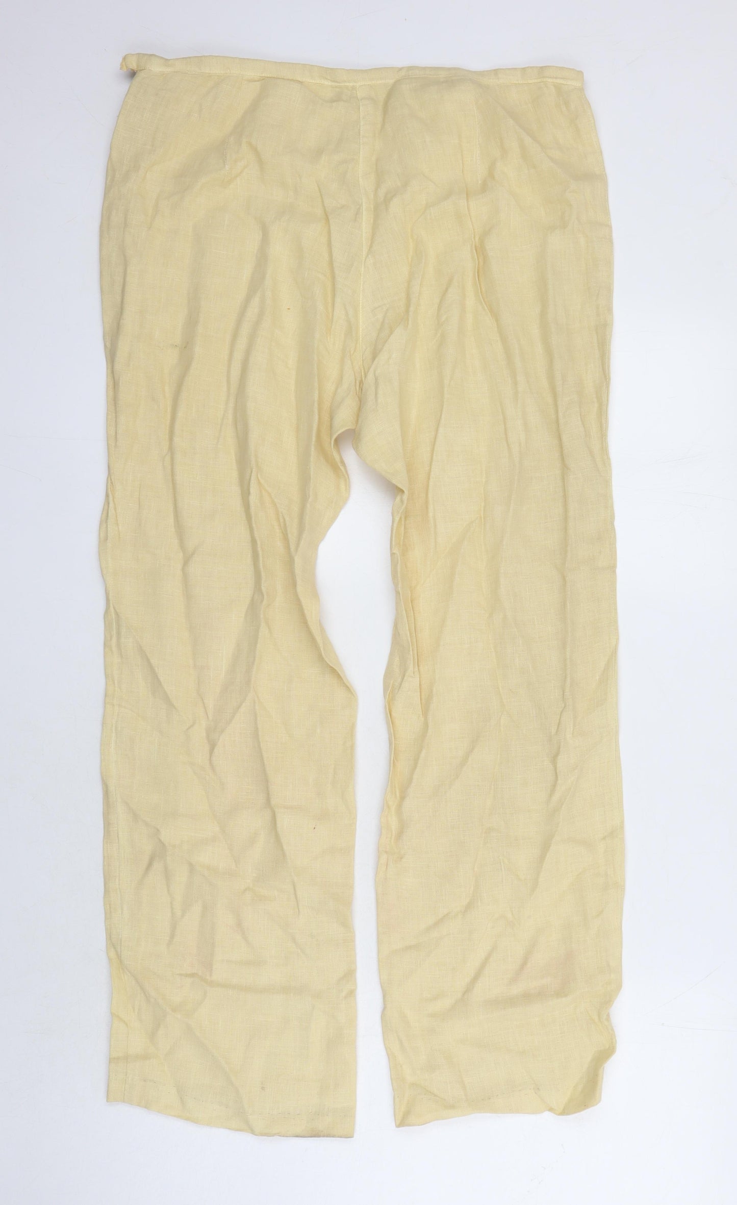 Samson Womens Yellow Linen Trousers Size L L27 in Regular