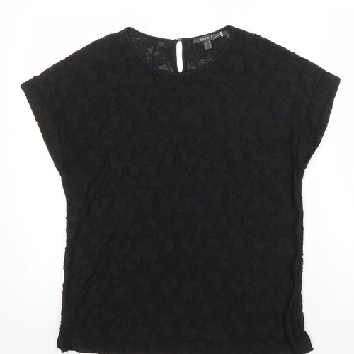 Esprit Womens Black Polyester Tunic Blouse Size L Round Neck