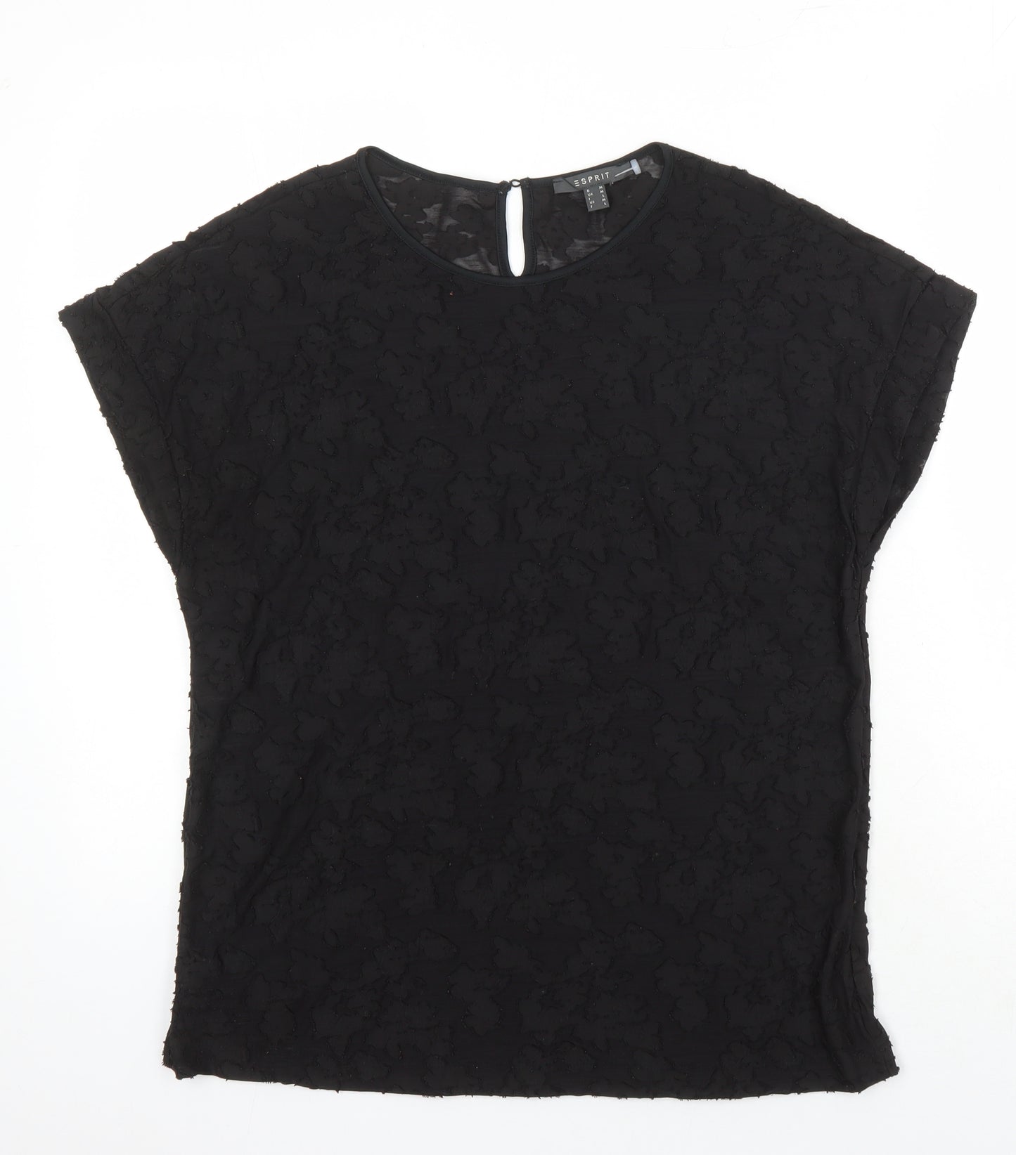 Esprit Womens Black Polyester Tunic Blouse Size L Round Neck