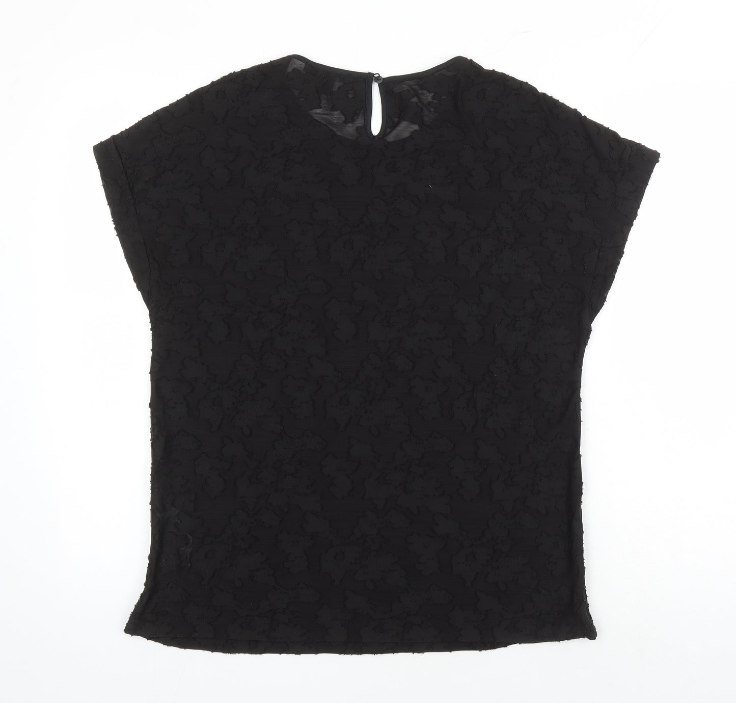 Esprit Womens Black Polyester Tunic Blouse Size L Round Neck