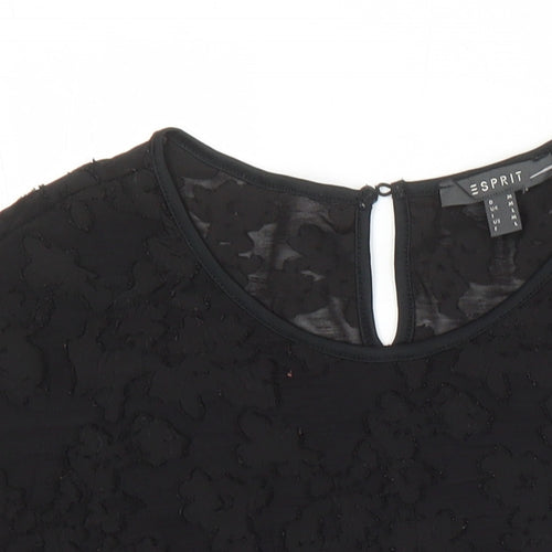 Esprit Womens Black Polyester Tunic Blouse Size L Round Neck