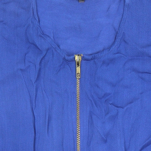 Sosandar Womens Blue Polyester Blend Tunic Blouse Size 10 Round Neck