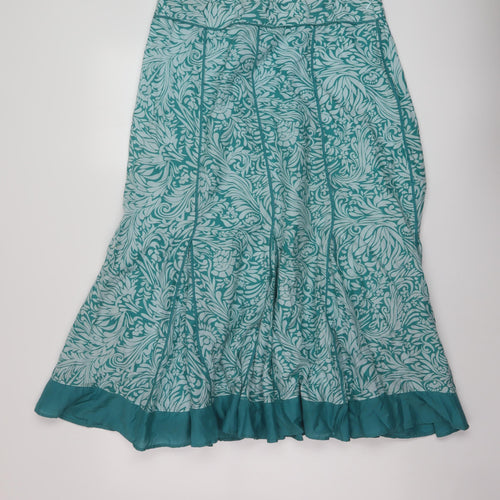 Lakeland Womens Green Geometric Silk A-Line Skirt Size 14 Zip