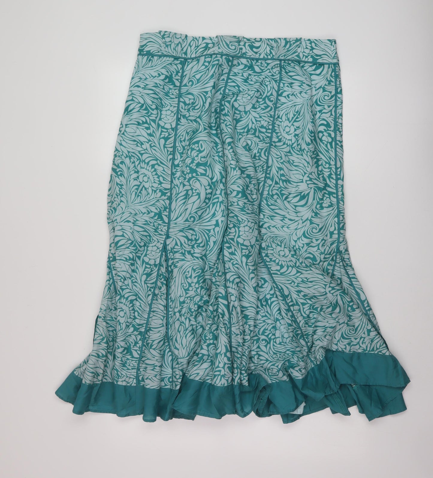 Lakeland Womens Green Geometric Silk A-Line Skirt Size 14 Zip