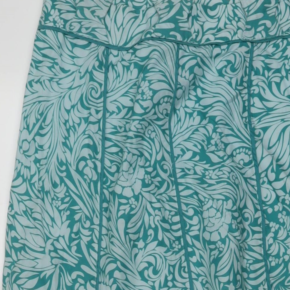 Lakeland Womens Green Geometric Silk A-Line Skirt Size 14 Zip