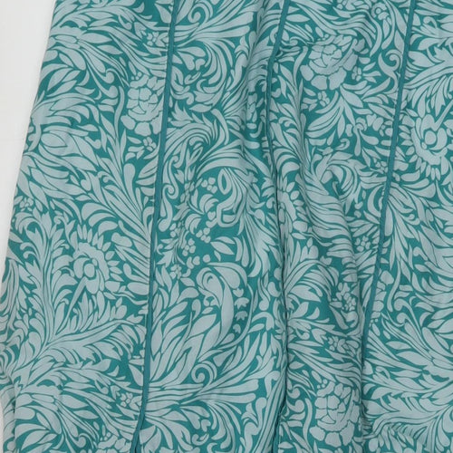 Lakeland Womens Green Geometric Silk A-Line Skirt Size 14 Zip