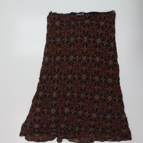 Wallis Womens Brown Geometric Viscose A-Line Skirt Size 18