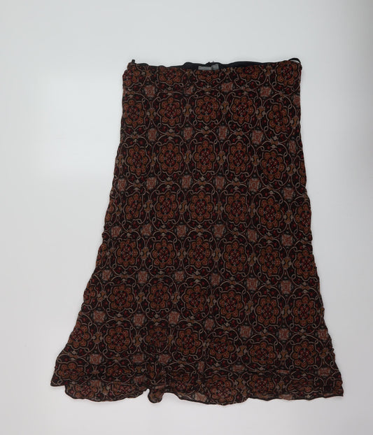 Wallis Womens Brown Geometric Viscose A-Line Skirt Size 18