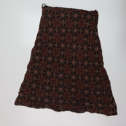 Wallis Womens Brown Geometric Viscose A-Line Skirt Size 18