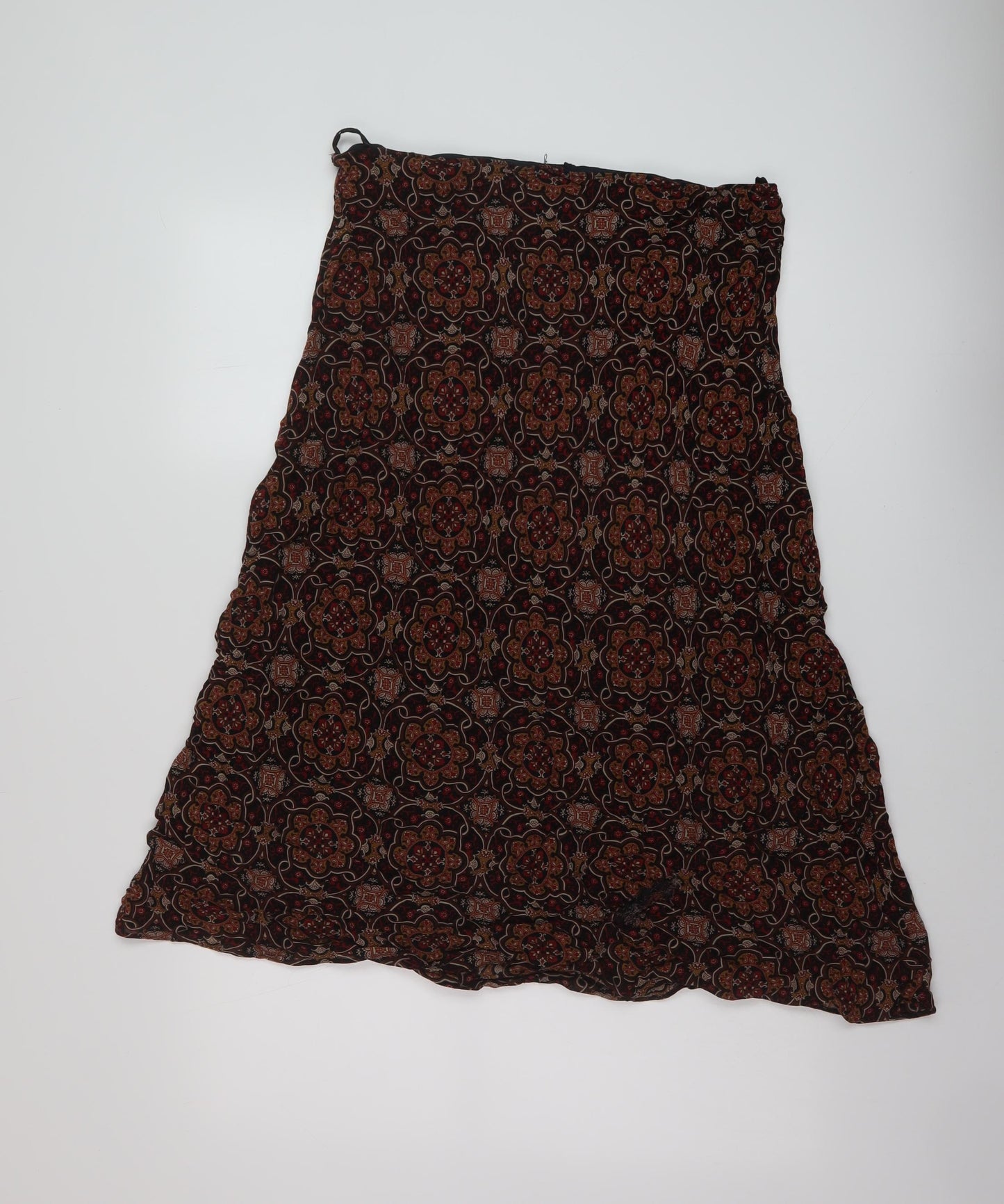 Wallis Womens Brown Geometric Viscose A-Line Skirt Size 18