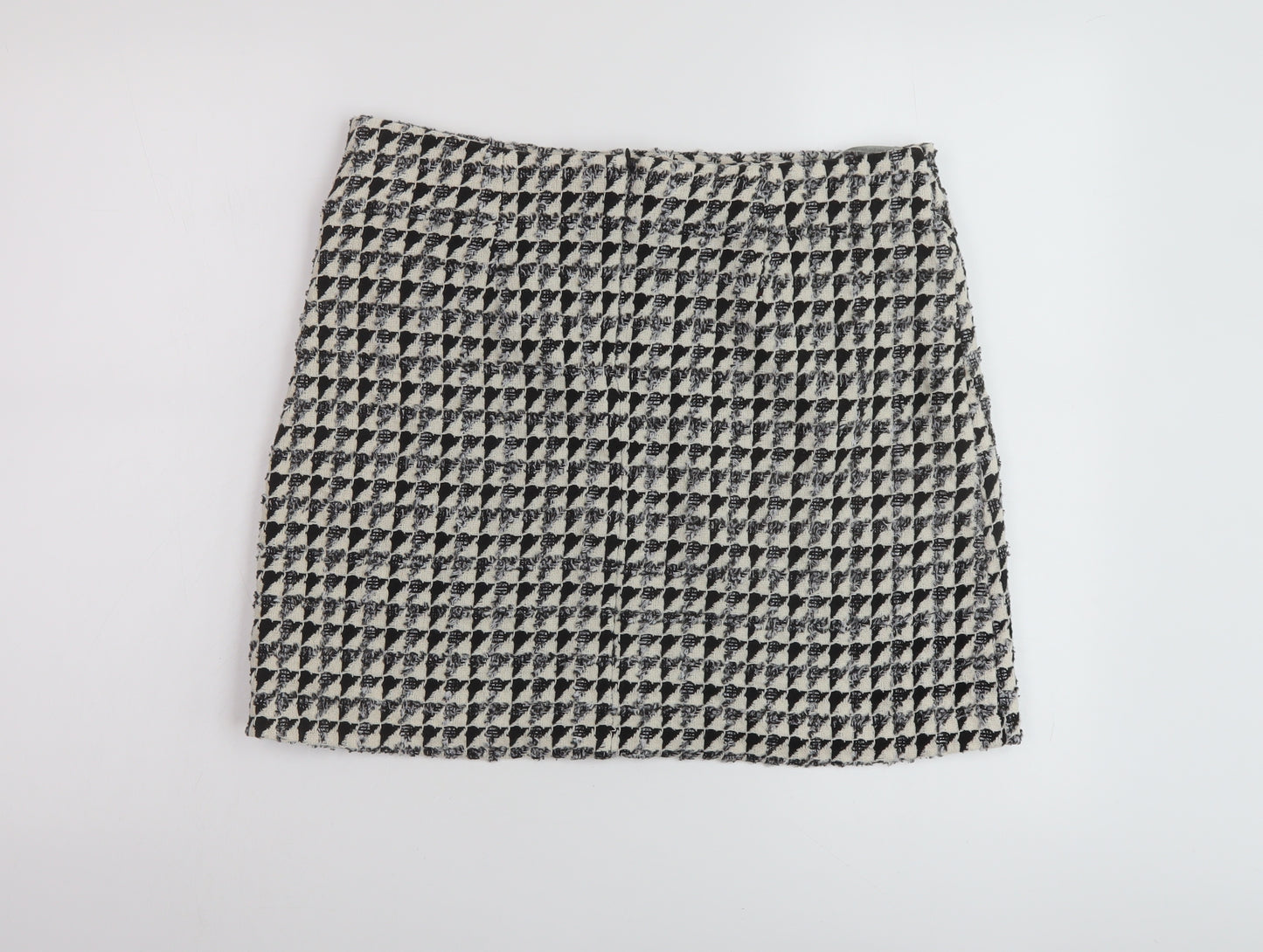 Dorothy Perkins Womens Beige Geometric Polyester Mini Skirt Size 14 Zip