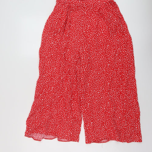 Nobody's Child Womens Red Geometric Viscose Trousers Size 10 L20 in Regular