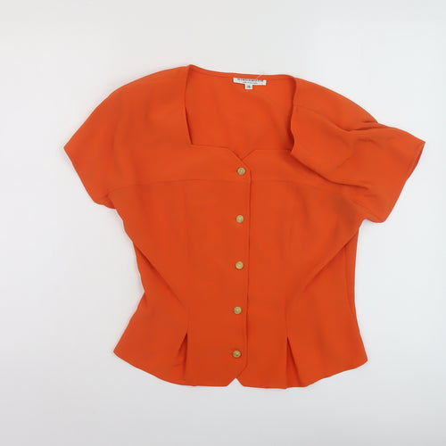 Windsmoor Womens Orange Polyester Basic Blouse Size 10 Square Neck