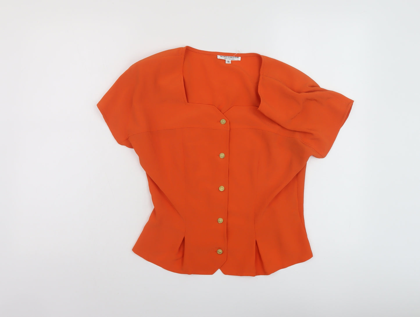 Windsmoor Womens Orange Polyester Basic Blouse Size 10 Square Neck