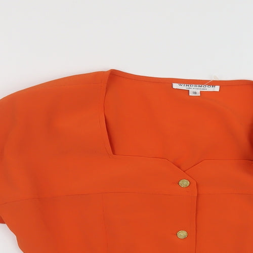 Windsmoor Womens Orange Polyester Basic Blouse Size 10 Square Neck