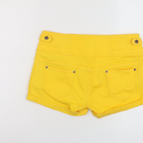 Blinq Womens Yellow Cotton Hot Pants Shorts Size 14 L3 in Regular Button