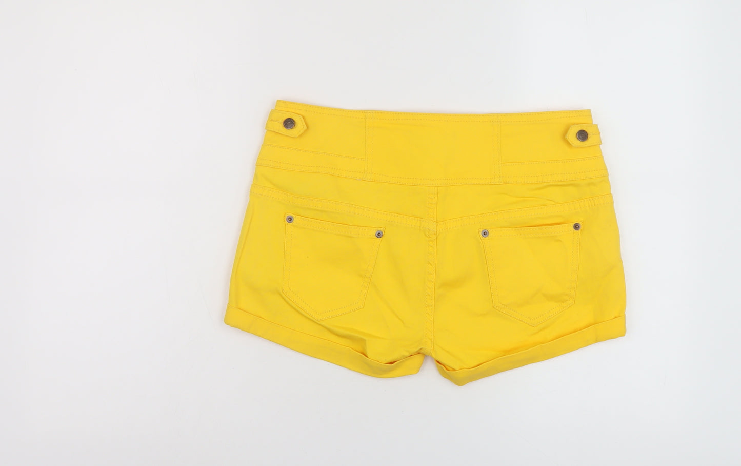 Blinq Womens Yellow Cotton Hot Pants Shorts Size 14 L3 in Regular Button