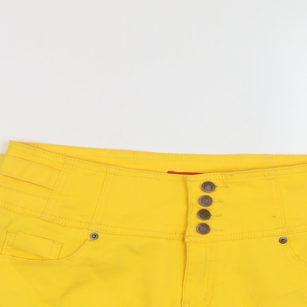 Blinq Womens Yellow Cotton Hot Pants Shorts Size 14 L3 in Regular Button