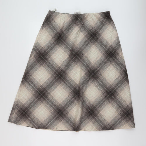 Eastex Womens Beige Plaid Wool A-Line Skirt Size 14