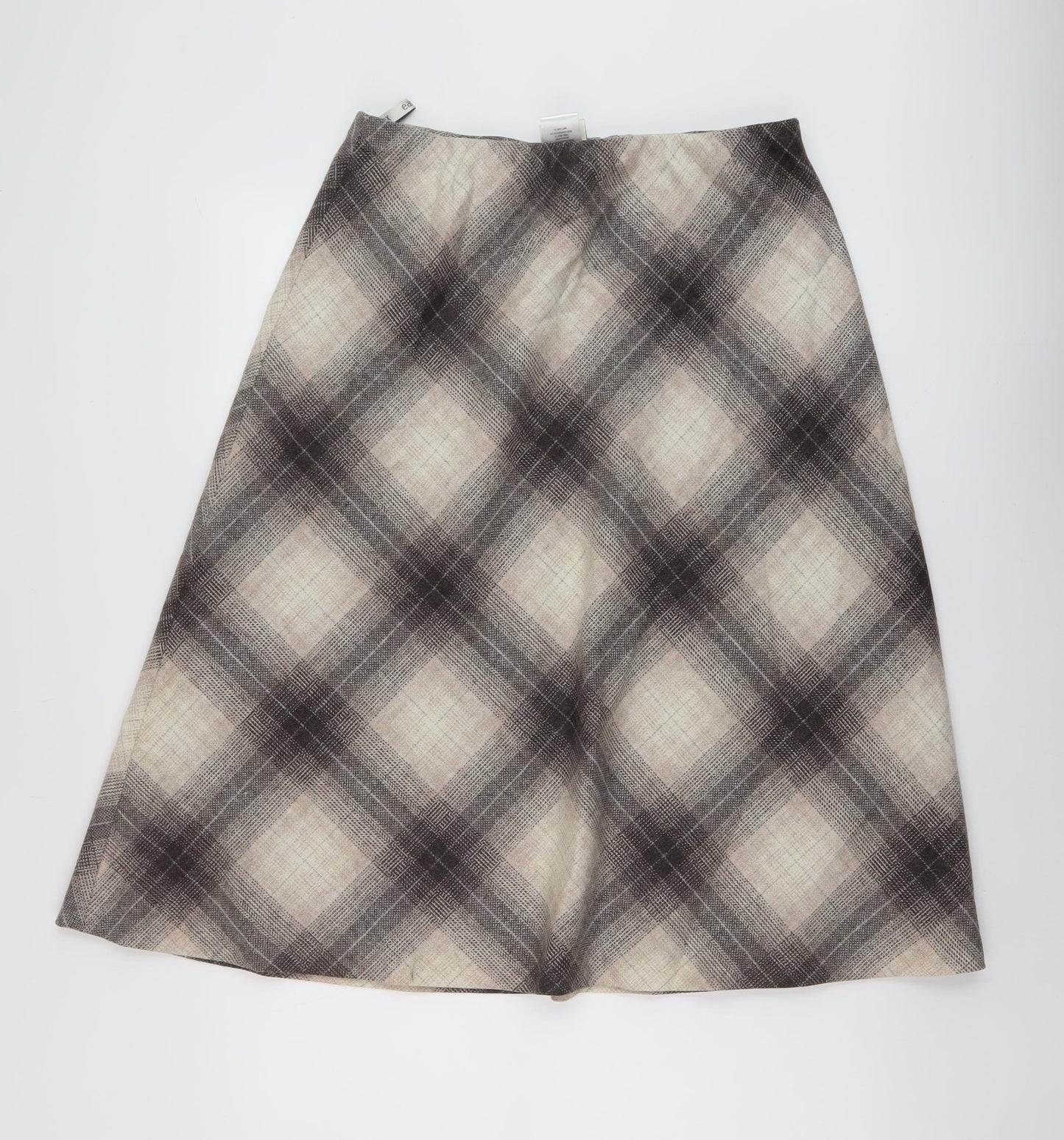 Eastex Womens Beige Plaid Wool A-Line Skirt Size 14