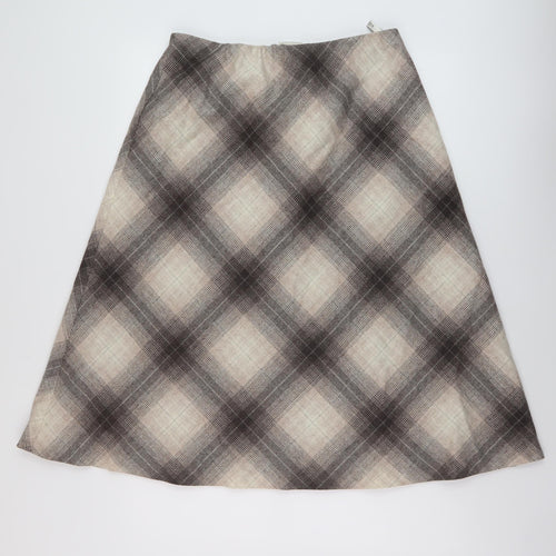 Eastex Womens Beige Plaid Wool A-Line Skirt Size 14