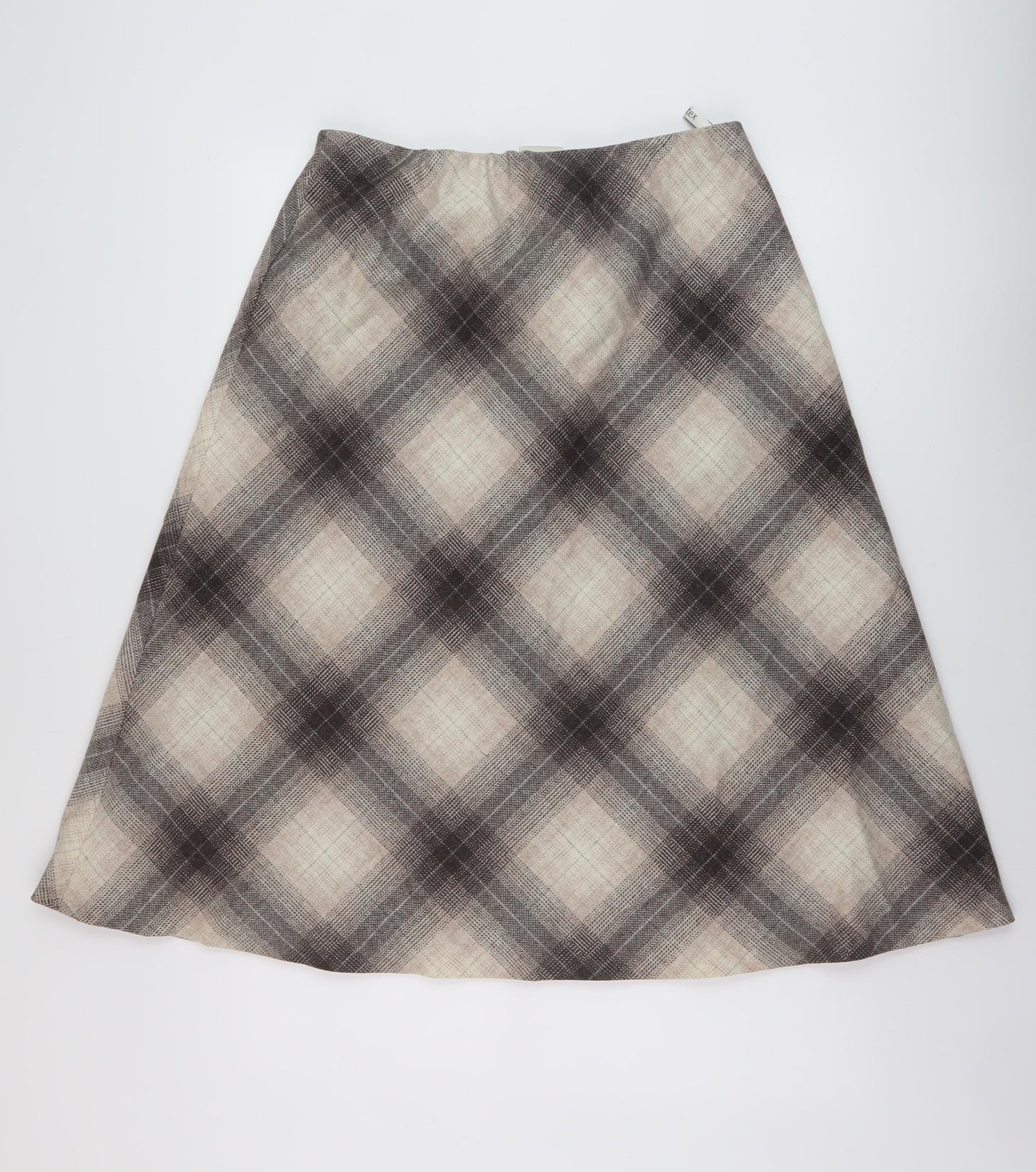 Eastex Womens Beige Plaid Wool A-Line Skirt Size 14